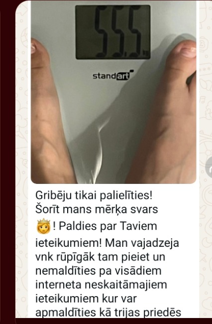 Atsauksmes ekrānuzņēmums: Sasniegts mērķa svars