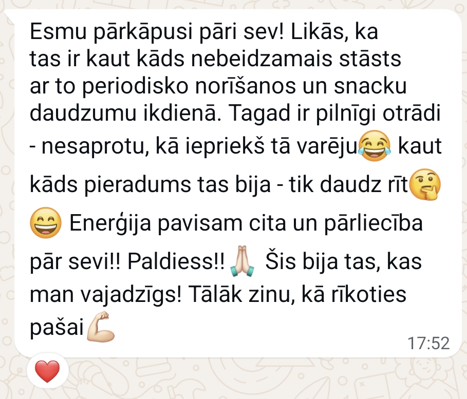 Atsauksmes ekrānuzņēmums: Pārliecība par sevi