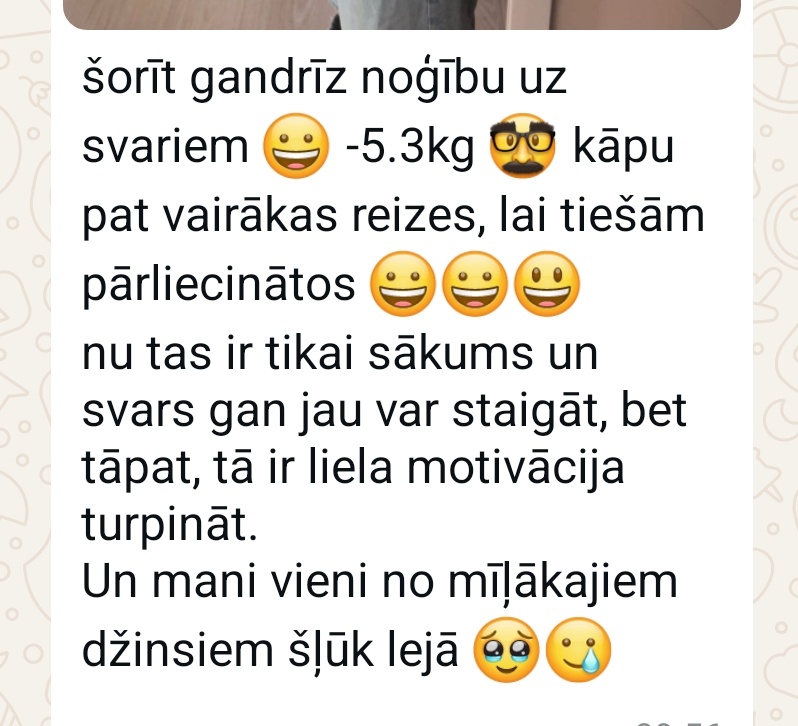 Atsauksmes ekrānuzņēmums: −5,3 kg