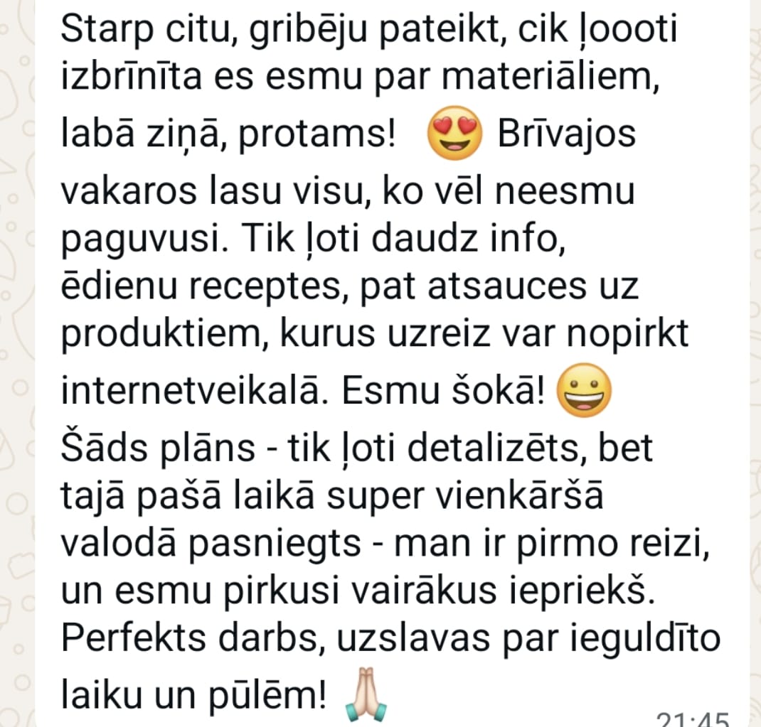 Klientes atsauksme par materiāliem