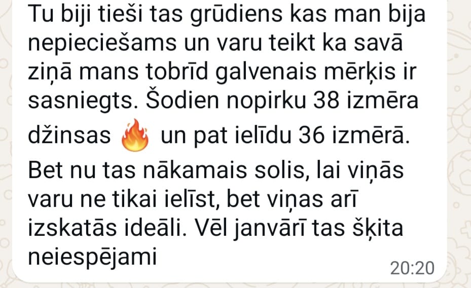 Atsauksmes ekrānuzņēmums: 38. → 36. izmērs
