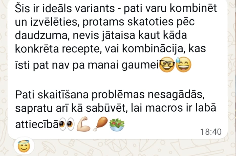 Klientes atsauksme par individuālo plānu