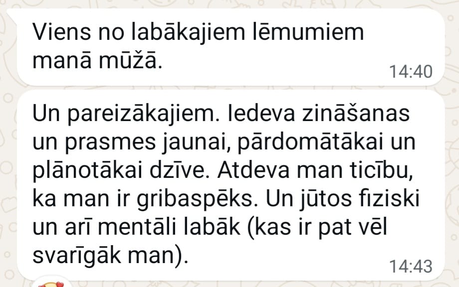 Atsauksmes ekrānuzņēmums: Viens no labākajiem lēmumiem