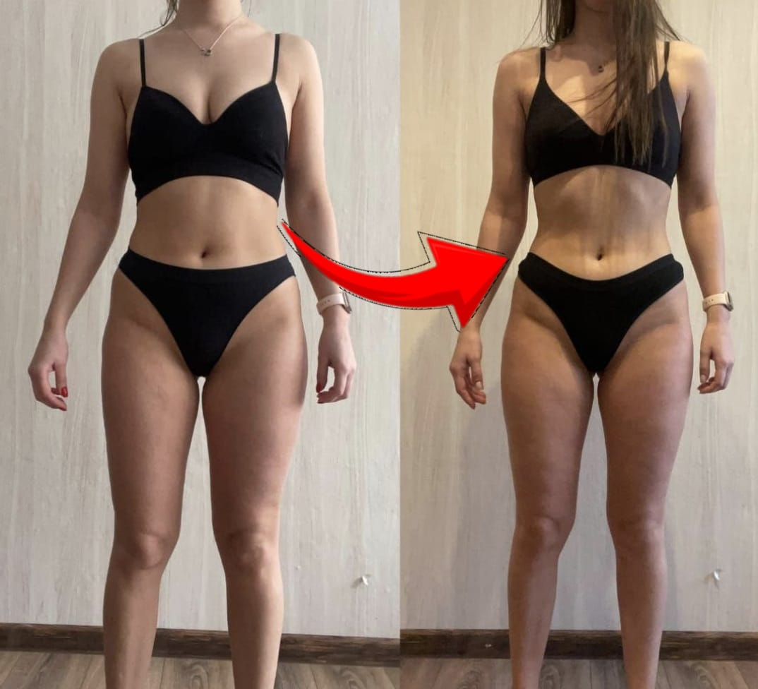 Klientes pārvērtība pirms un pēc: 61 kg uz 53 kg